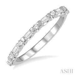 3/8 ctw Baguette and Round Cut Diamond Stackable Band in 14K White Gold