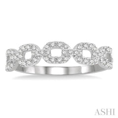 1/4 ctw Box Chain Link Round Cut Diamond Ladies Ring in 14K White Gold