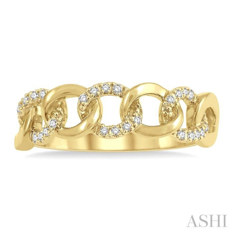 1/10 ctw Curb & Cuban Round Cut Diamond Fashion Band in 14K Yellow Gold