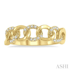 1/10 ctw Curb & Cuban Round Cut Diamond Fashion Band in 14K Yellow Gold