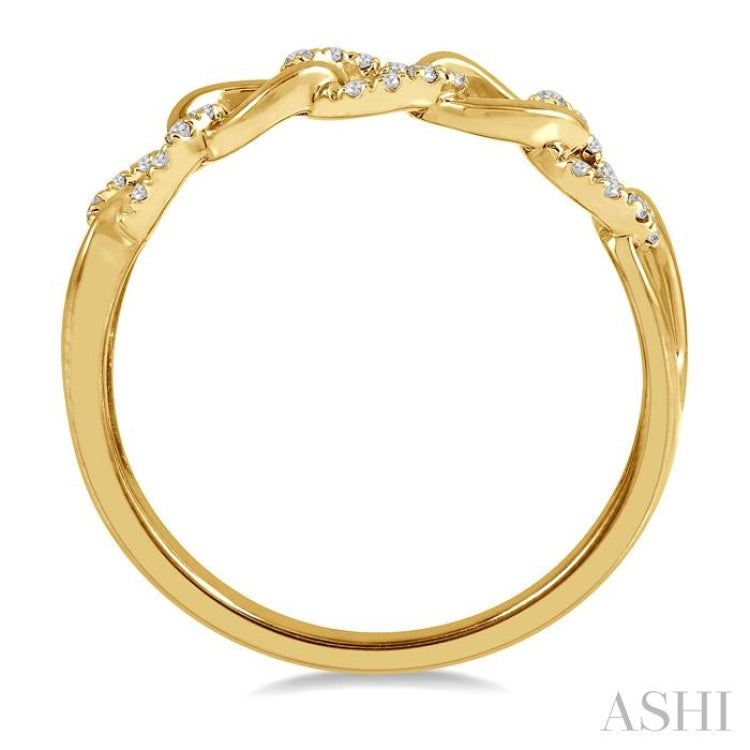 1/10 ctw Curb & Cuban Round Cut Diamond Fashion Band in 14K Yellow Gold