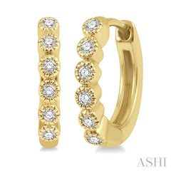 1/10 ctw Round Cut Diamond Huggie Petite Earrings in 10K Yellow Gold