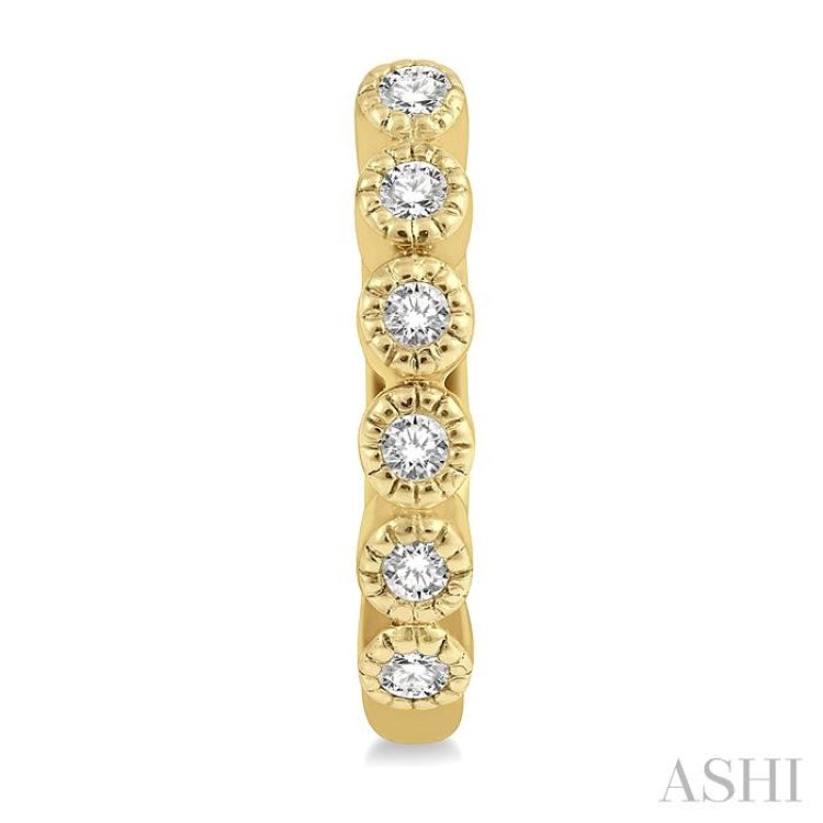 1/10 ctw Round Cut Diamond Huggie Petite Earrings in 10K Yellow Gold