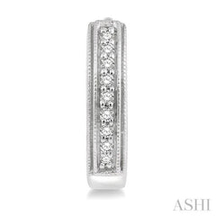 1/10 ctw Scooped Center Round Cut Diamond Huggie Petite Earrings in 10K White Gold