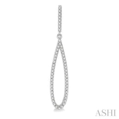 1/3 ctw Open Pear Shape Round Cut Diamond Long Earring in 14K White Gold