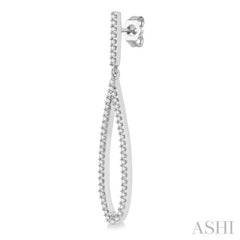 1/3 ctw Open Pear Shape Round Cut Diamond Long Earring in 14K White Gold