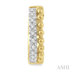 1/10 ctw Circular Bead & Round Cut Diamond Huggie Petite Earrings in 10K Yellow Gold