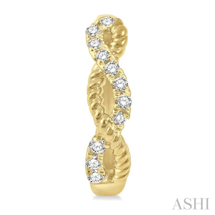1/10 ctw Split & Twisted Rope and Round Cut Diamond Huggie Petite Earrings in 10K Yellow Gold