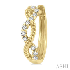 1/10 ctw Split & Twisted Rope and Round Cut Diamond Huggie Petite Earrings in 10K Yellow Gold