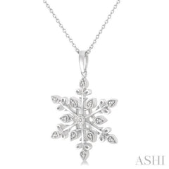 1/20 ctw Snowflake Lattice Round Cut Diamond Pendant With Chain in Sterling Silver