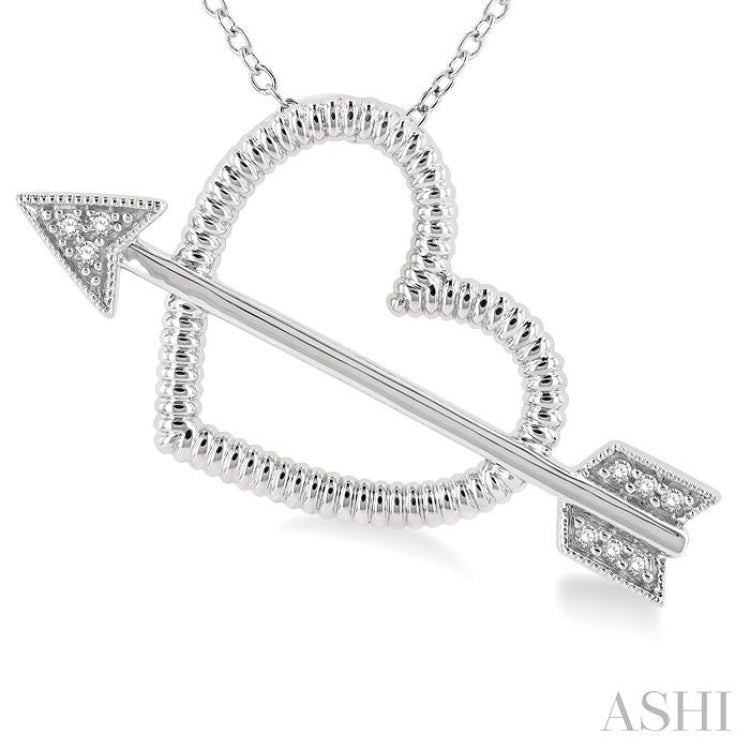 1/20 ctw Heart and Arrow Round Cut Diamond Pendant With Chain in Sterling Silver