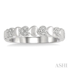 1/20 ctw Mini Hearts Round Cut Diamond Fashion Ring in Sterling Silver