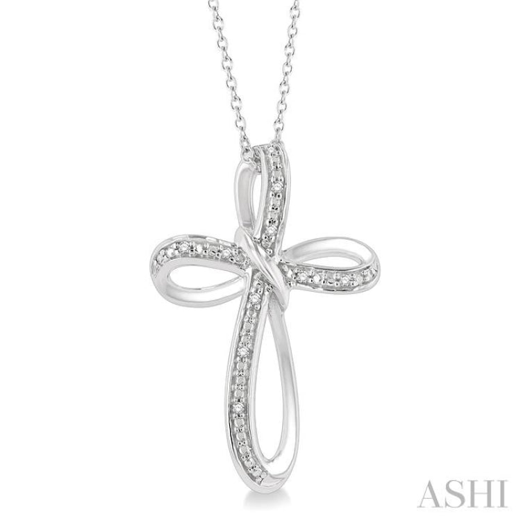 1/50 ctw Infinity Cross Round Cut Diamond Pendant With Chain in Sterling Silver
