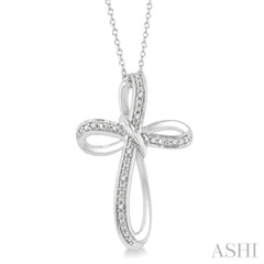 1/50 ctw Infinity Cross Round Cut Diamond Pendant With Chain in Sterling Silver