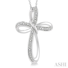 1/50 ctw Infinity Cross Round Cut Diamond Pendant With Chain in Sterling Silver