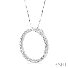 1 ctw Round Cut Diamond Circle of Love Pendant with Chain in 14K White Gold