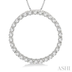 1 ctw Round Cut Diamond Circle of Love Pendant with Chain in 14K White Gold