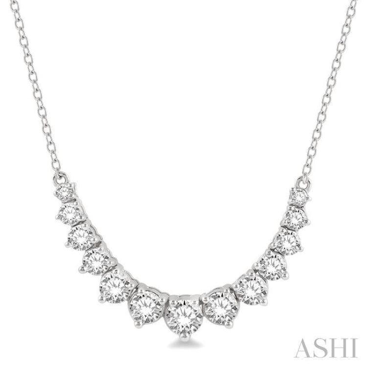 1 ctw Graduated Diamond Smile Necklace in 14K White Gold