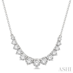 1 ctw Graduated Diamond Smile Necklace in 14K White Gold