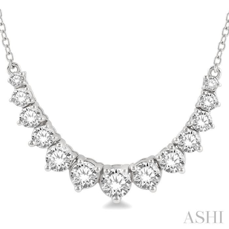 1 ctw Graduated Diamond Smile Necklace in 14K White Gold