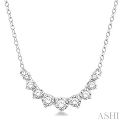 1/2 ctw Graduated Diamond Smile Necklace in 14K White Gold