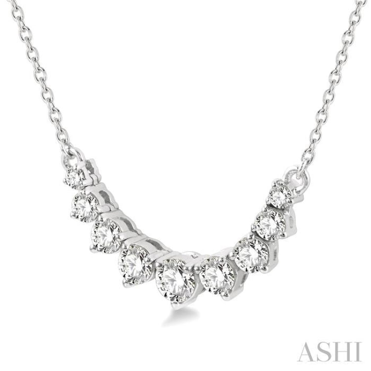 1/2 ctw Graduated Diamond Smile Necklace in 14K White Gold