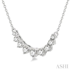 1/2 ctw Graduated Diamond Smile Necklace in 14K White Gold