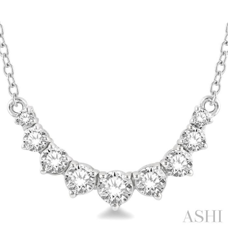 1/2 ctw Graduated Diamond Smile Necklace in 14K White Gold