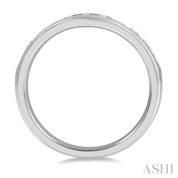 1/2 ctw Round Cut Diamond Inlay Wedding Band in 14K White Gold
