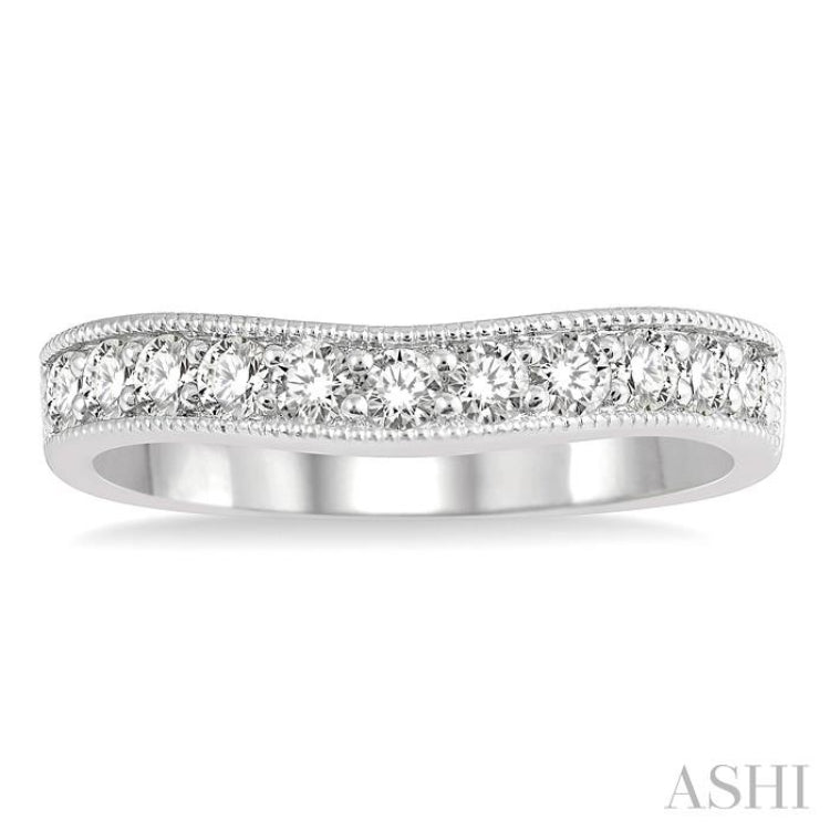 1/2 ctw Arched Round Cut Diamond Wedding Band in 14K White Gold