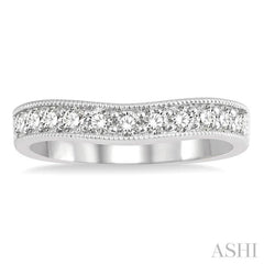 1/2 ctw Arched Round Cut Diamond Wedding Band in 14K White Gold