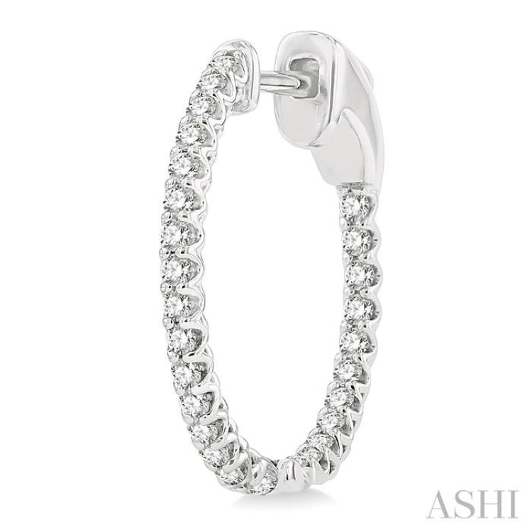 1/2 ctw Inside-Out Round Cut Diamond Hoop Earrings in 14K White Gold