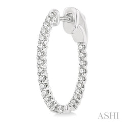 1/2 ctw Inside-Out Round Cut Diamond Hoop Earrings in 14K White Gold