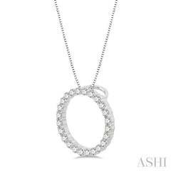1/4 ctw Circle of Love Round Cut Diamond Pendant With Chain in 14K White Gold