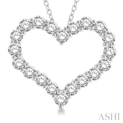 3 ctw Heart Shape Round Cut Diamond Pendant With Chain in 14K White Gold