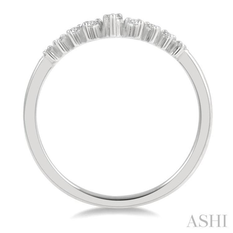 1/10 ctw Chevron Round Cut Diamond Highlighted Wedding Band in 14K White Gold