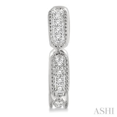 1/10 ctw Lattice Long Hexagonal Pod Round Cut Diamond Huggie Petite Earrings in 10K White Gold