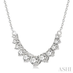 3/4 ctw Graduated Diamond Smile Necklace in 14K White Gold
