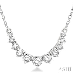 3/4 ctw Graduated Diamond Smile Necklace in 14K White Gold
