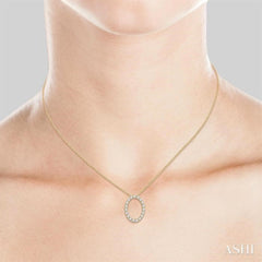 1/2 ctw Oval Shape Window Round Cut Diamond Pendant With Chain in 14K Yellow Gold