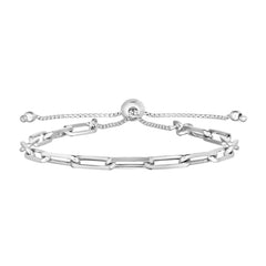 Sterling Silver 9.25in Diamond Cut/ Textured Bracelet with Draw String Clasp