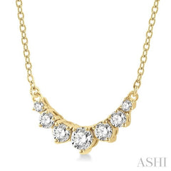 1/4 ctw Graduated Diamond Smile Necklace in 14K Yellow Gold