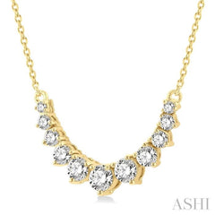 3/4 ctw Graduated Diamond Smile Necklace in 14K Yellow Gold