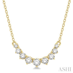 1/2 ctw Graduated Diamond Smile Necklace in 14K Yellow Gold