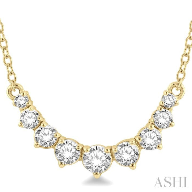 1/2 ctw Graduated Diamond Smile Necklace in 14K Yellow Gold