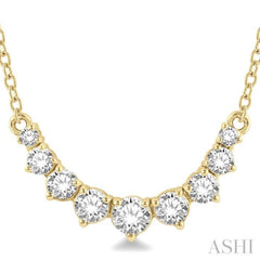 1/2 ctw Graduated Diamond Smile Necklace in 14K Yellow Gold