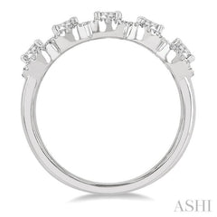 1 ctw Circular Shape 5 Stone Round Cut Diamond Halo Wedding Band in 14K White Gold
