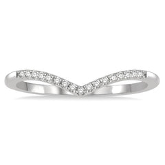 1/10 Ctw Chevron Round Cut Diamond Petite Band in 14K White Gold
