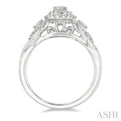 3/8 ctw Split Twisted Shank Round Cut Diamond Semi Mount Engagement Ring in 14K White Gold