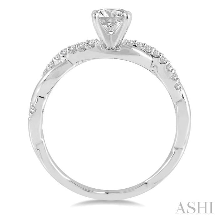 1/10 ctw Round Center Semi-Mount Diamond Engagement Ring in 14K White Gold
